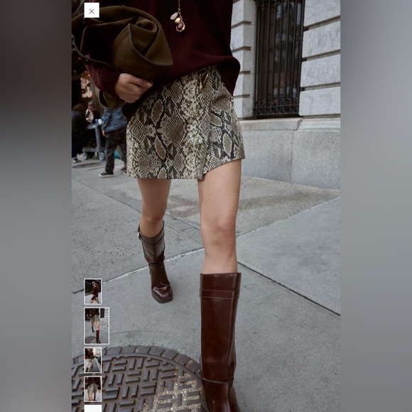 Zara ASYMMETRICAL CULOTTE SKIRT WITH APPLIQUE Size XS NWT - Picture 4 of 11